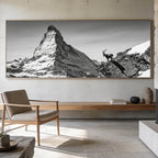 Ibex Before the Matterhorn – Alu-Dibond wall art showcasing an alpine ibex and the Matterhorn mountain.