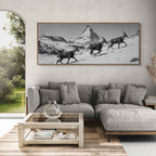 Ibex and the Matterhorn – Alu-Dibond wall art featuring ibex on a snowy slope with the Matterhorn in the background.