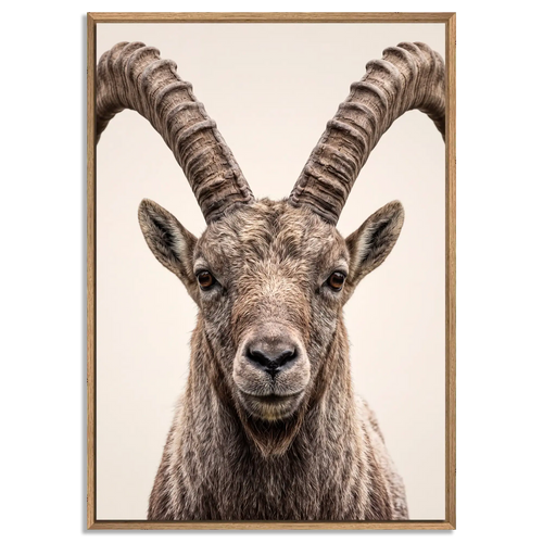 The Ibex Regent - large alpine wall art XXL featuring a close portrait of an alpine ibex.