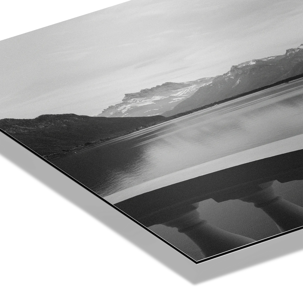 Lake Geneva Balcony, Chablais – Alu-Dibond wall art featuring a serene view of Lake Geneva and the Chablais ridgeline.