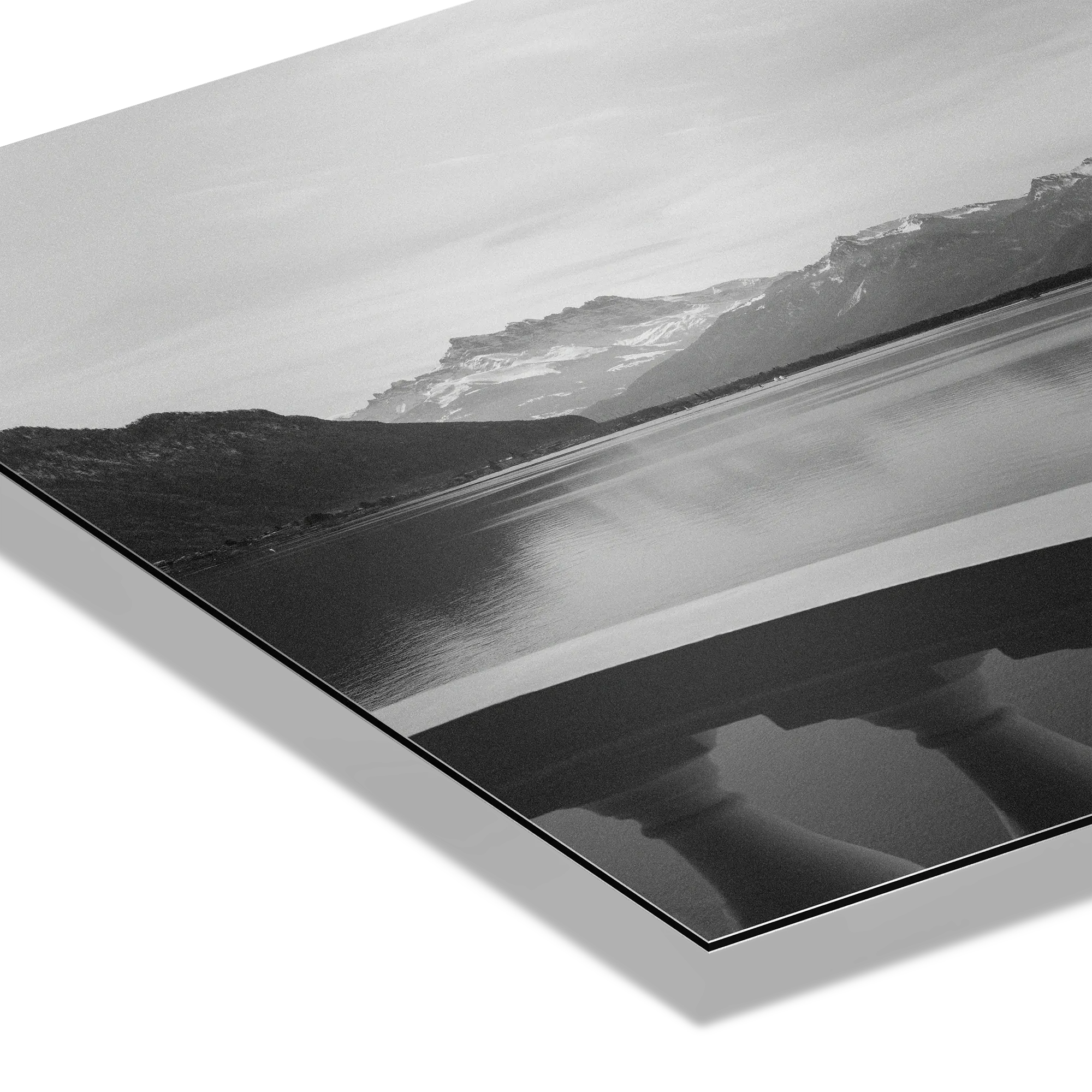 Lake Geneva Balcony, Chablais – Alu-Dibond wall art featuring a serene view of Lake Geneva and the Chablais ridgeline.