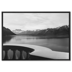 Lake Geneva Balcony, Chablais – Alu-Dibond wall art featuring calm waters and ridgeline mountains.