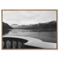 Lake Geneva Balcony, Chablais – Alu-Dibond wall art featuring a calm lake and mountains.