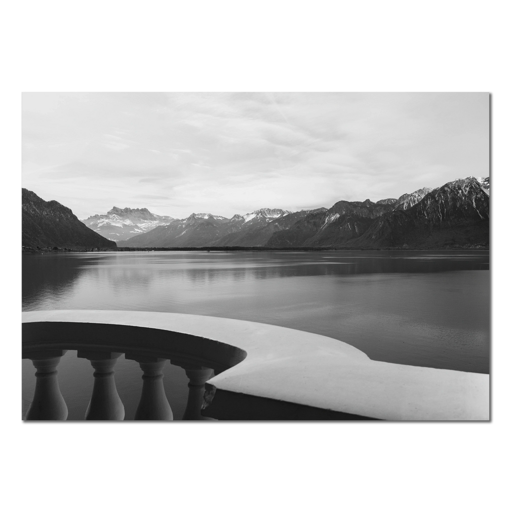 Lake Geneva Balcony, Chablais – Alu-Dibond wall art showcasing a serene view of Lake Geneva and mountains.