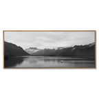 Lake Geneva, Chablais – Alu-Dibond wall art featuring a serene lake scene with a sailboat and mountains.