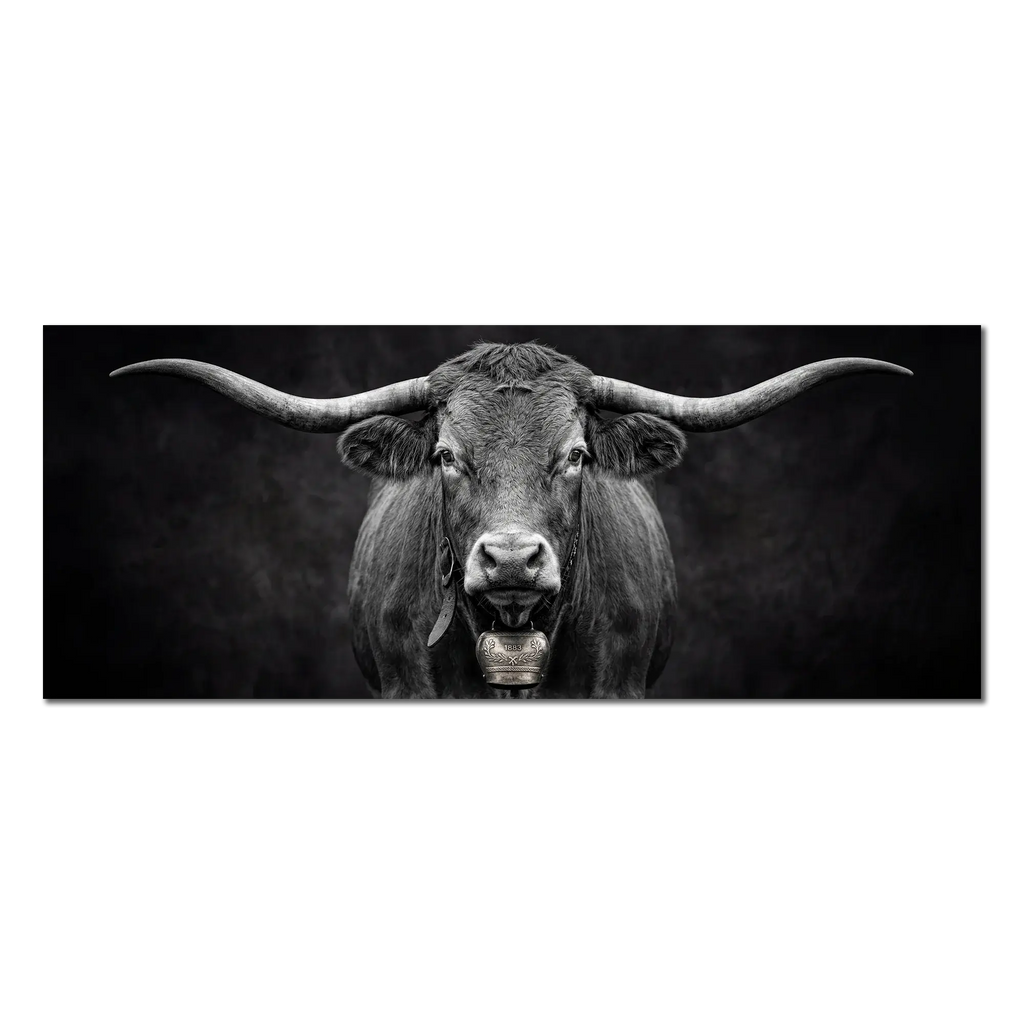 Presence of a Cow - Swiss cow artwork showcasing tradition and strength with fine details and a bell.
