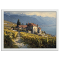 Lavaux Vineyard Estate – Poster depicting vineyards and historic estate above Lake Geneva.