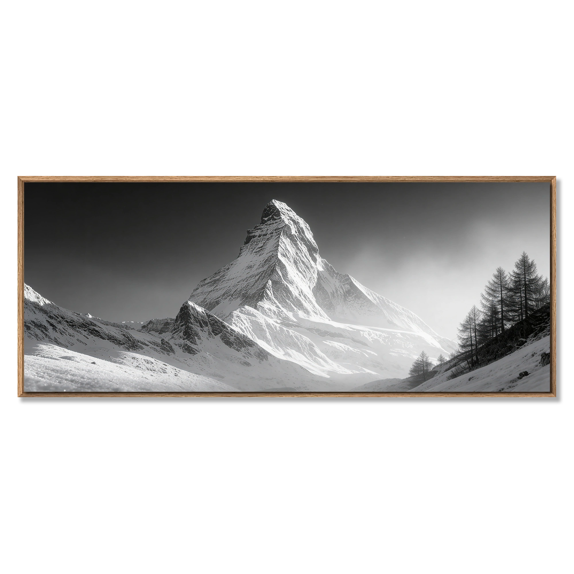Light of the Matterhorn – Alu-Dibond wall art depicting a monochrome mountain landscape.
