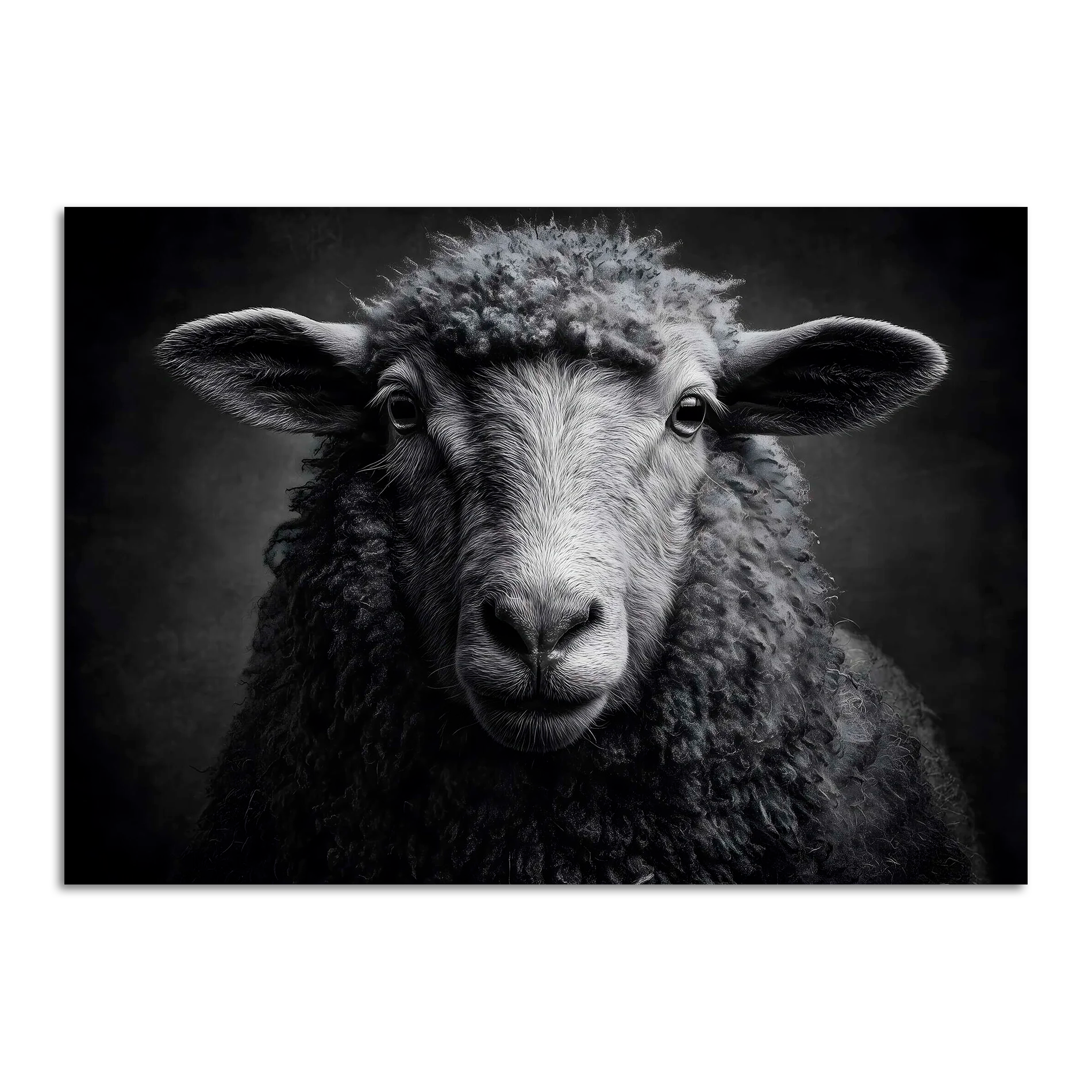 Limited Alpine Animal Posters – 70×100 cm featuring a detailed portrait of a sheep.