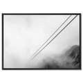 Lines Above the Alps – Alu-Dibond wall art featuring alpine cable lines fading into mist.