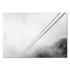 Lines Above the Alps – Alu-Dibond wall art featuring misty alpine cable lines and soft fog.