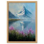 Matterhorn & Fireweed - Poster featuring a serene alpine landscape with wildflowers and mountain reflection.