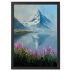 Matterhorn & Fireweed - Poster featuring a serene alpine lake with pink wildflowers in the foreground.