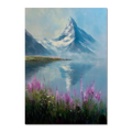 Matterhorn & Fireweed - Poster depicting the Matterhorn and calm alpine lake with pink wildflowers in the foreground.