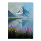 Matterhorn & Fireweed - Poster depicting the Matterhorn and calm alpine lake with pink wildflowers in the foreground.