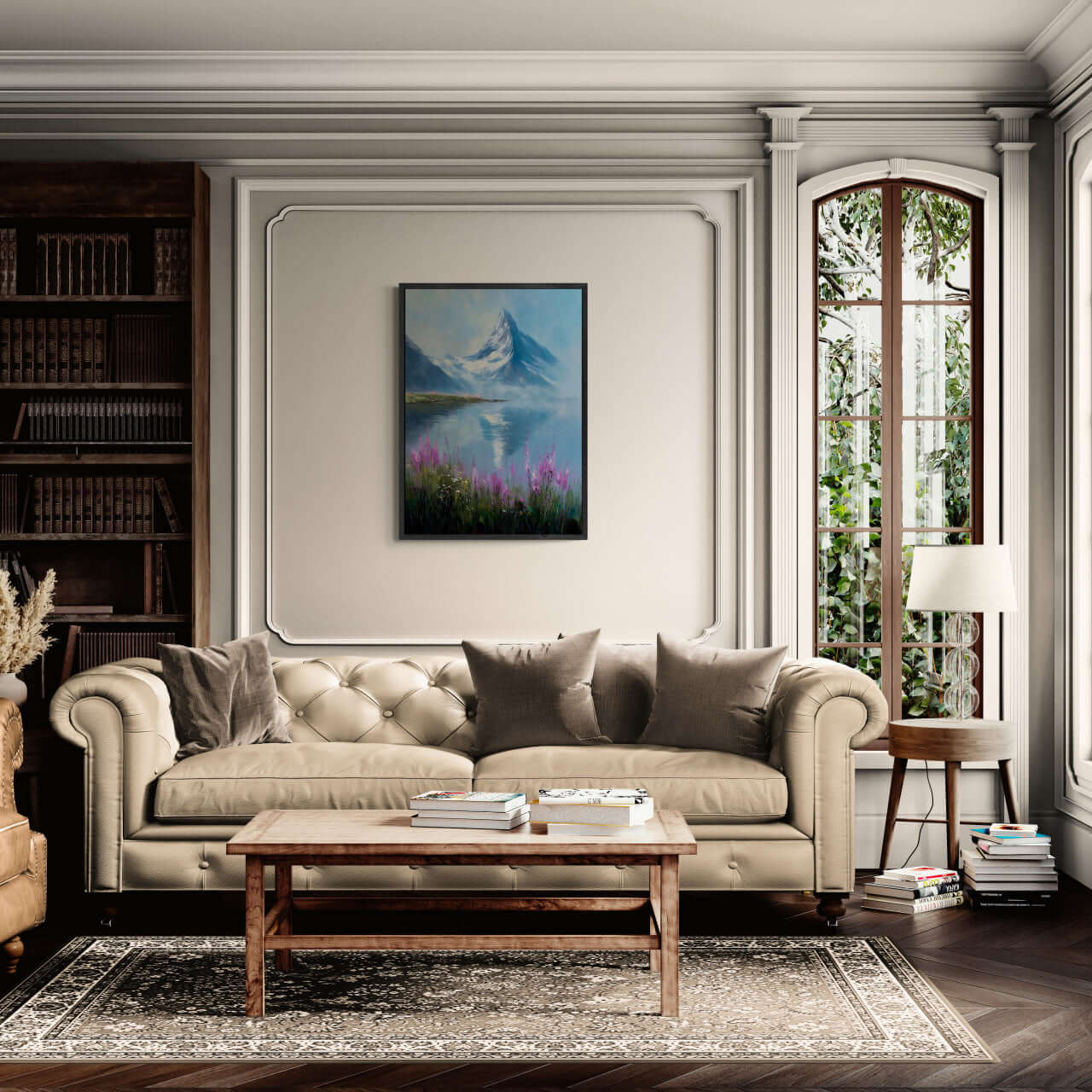Matterhorn & Fireweed - Poster displayed in a cozy living room with a stylish sofa and natural light.
