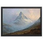 Matterhorn in Mist – Poster showcasing the iconic mountain enveloped in mist with calming colors and textures.