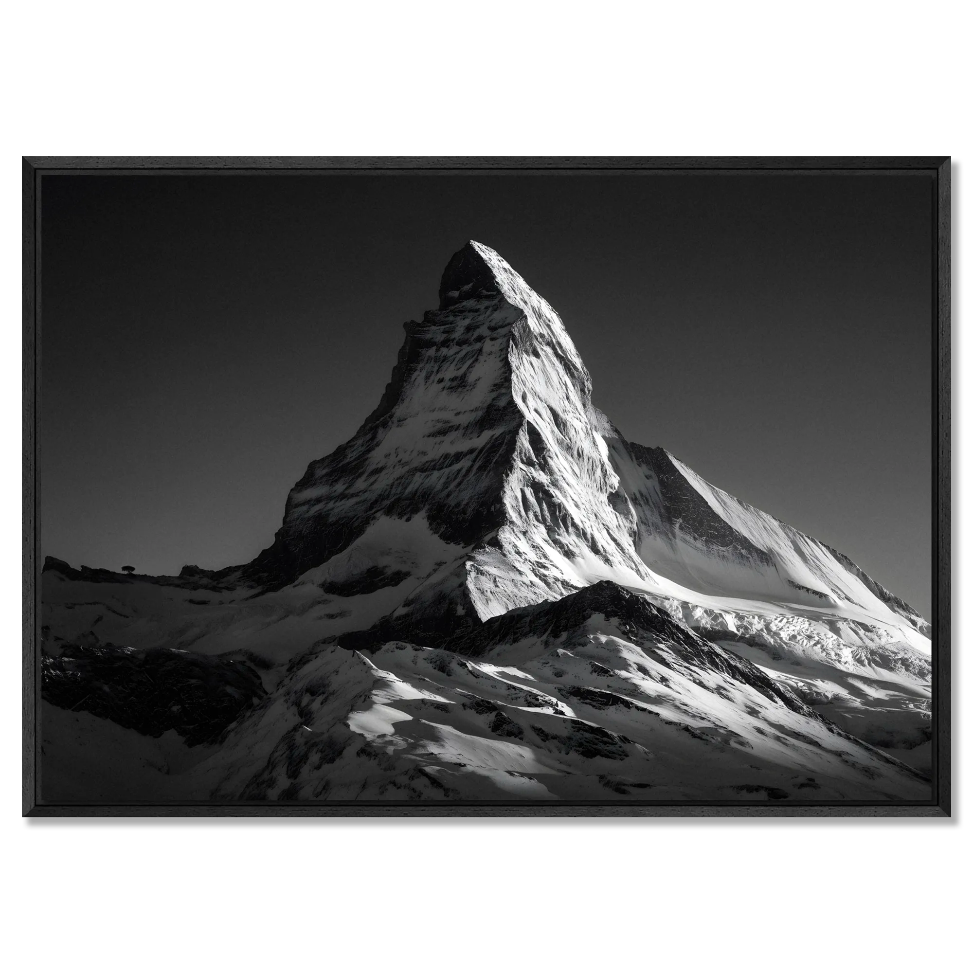 Matterhorn Light – Alu-Dibond wall art featuring the iconic Matterhorn mountain in stunning black and white.