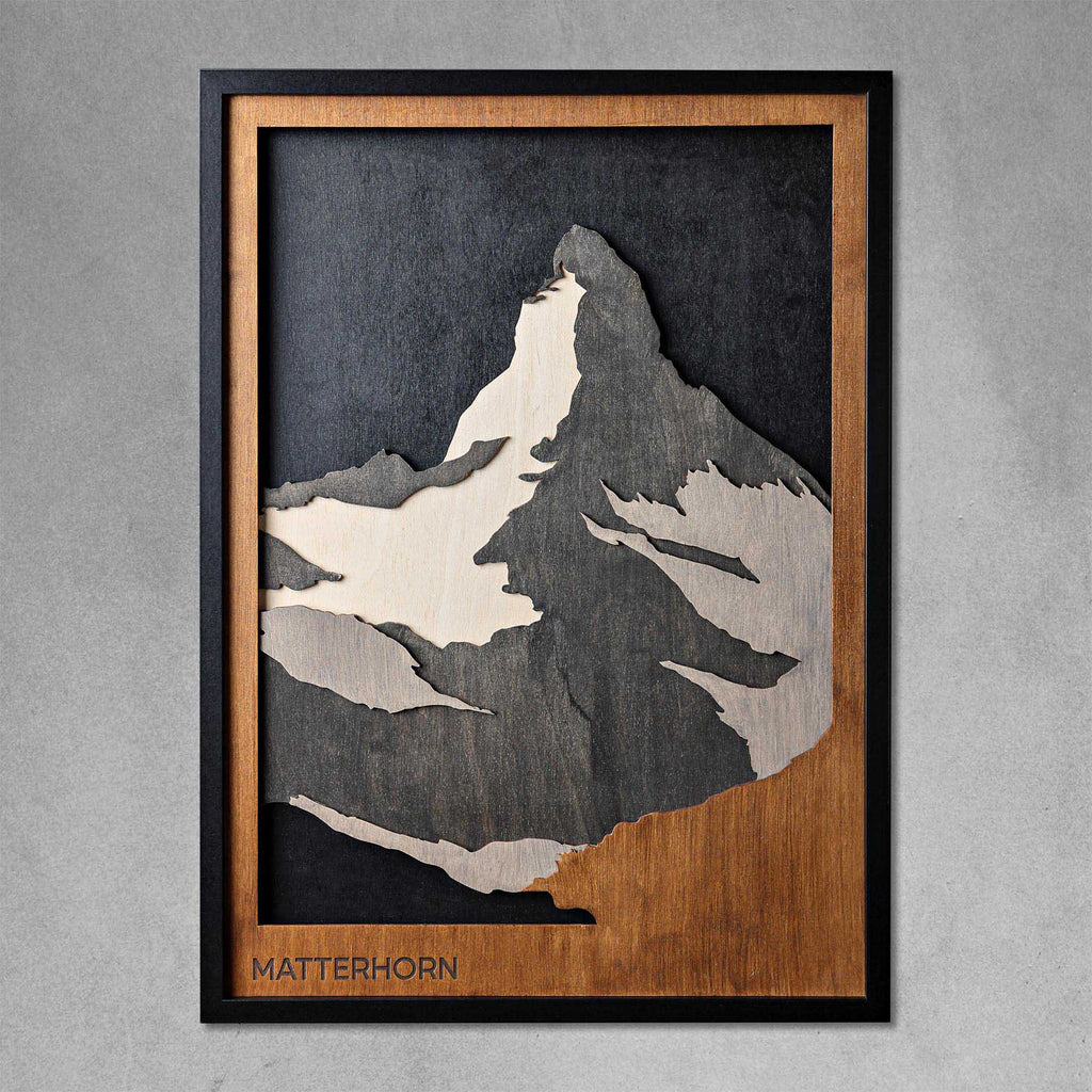 Matterhorn: Multilayered Plywood Artwork featuring natural wood textures in layered mountain design.