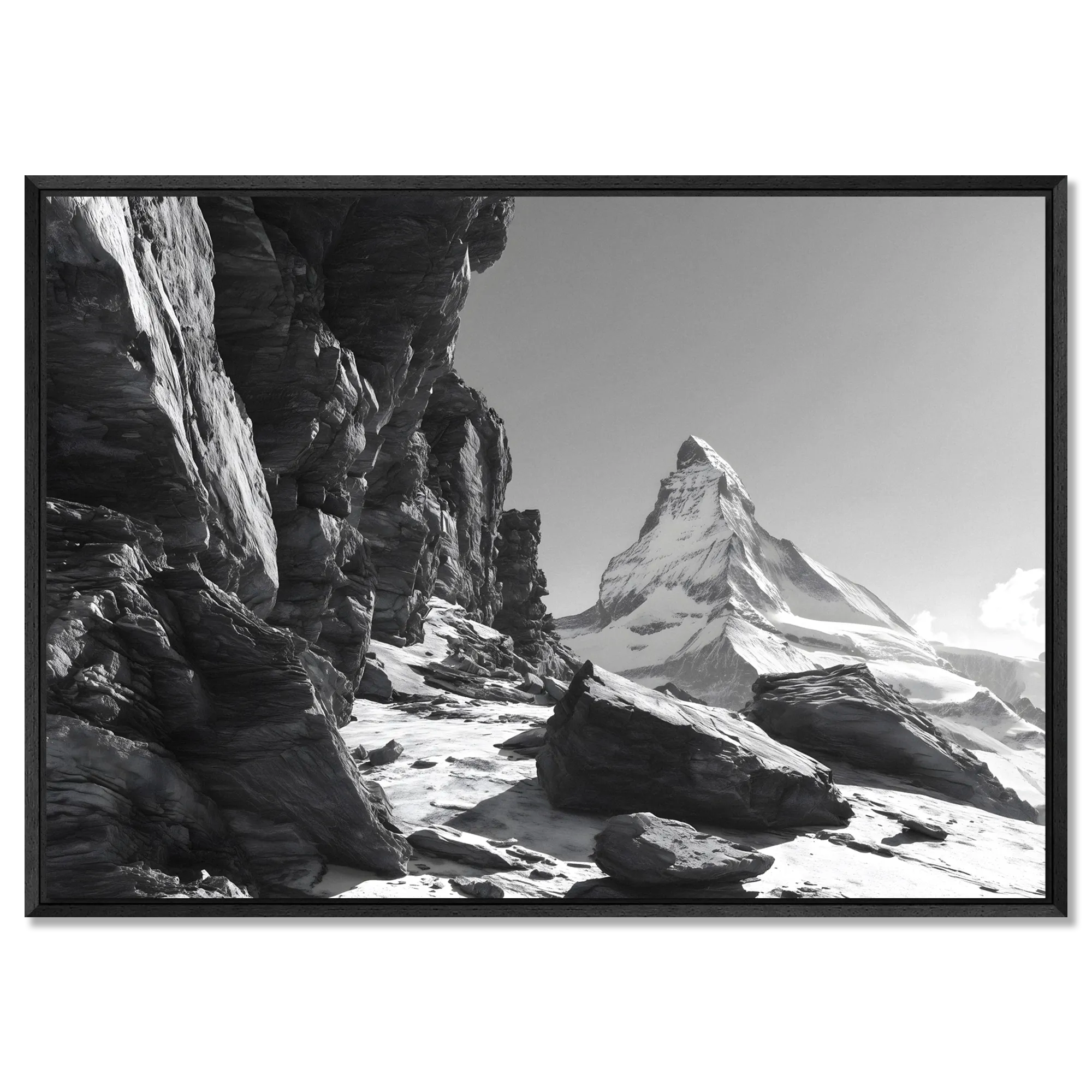 Matterhorn Path – Alu-Dibond wall art showcasing the majestic Matterhorn mountain with rugged alpine terrain.
