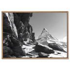 Matterhorn Path – Alu-Dibond wall art featuring rugged alpine landscape in black and white.