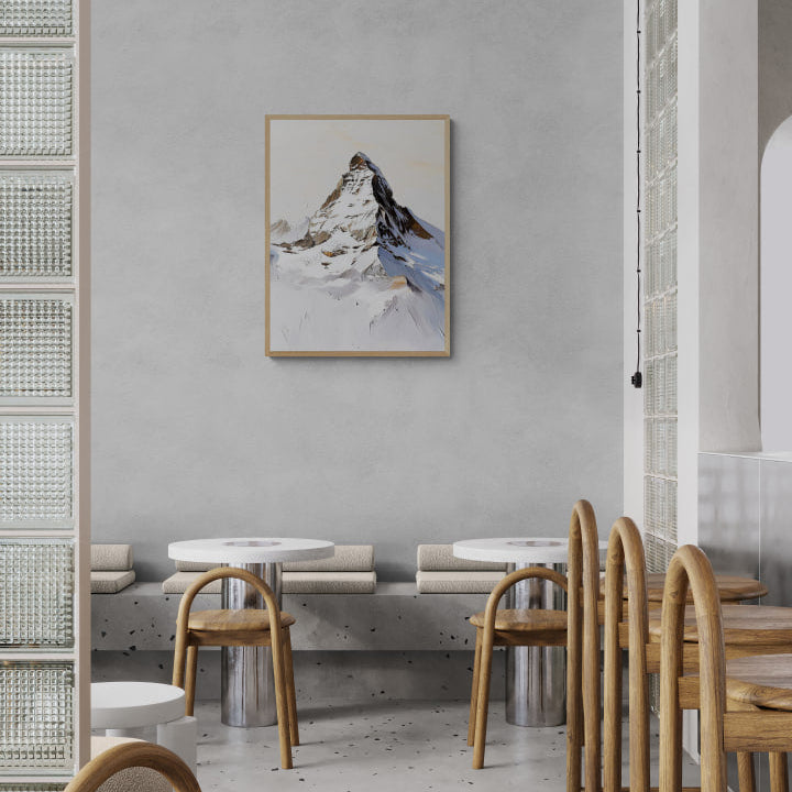 Top of the Matterhorn - Poster displayed in a modern café setting, complementing minimalist decor.