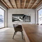 Matterhorn Chalet View – Alu-Dibond wall art displayed in a modern alpine interior.