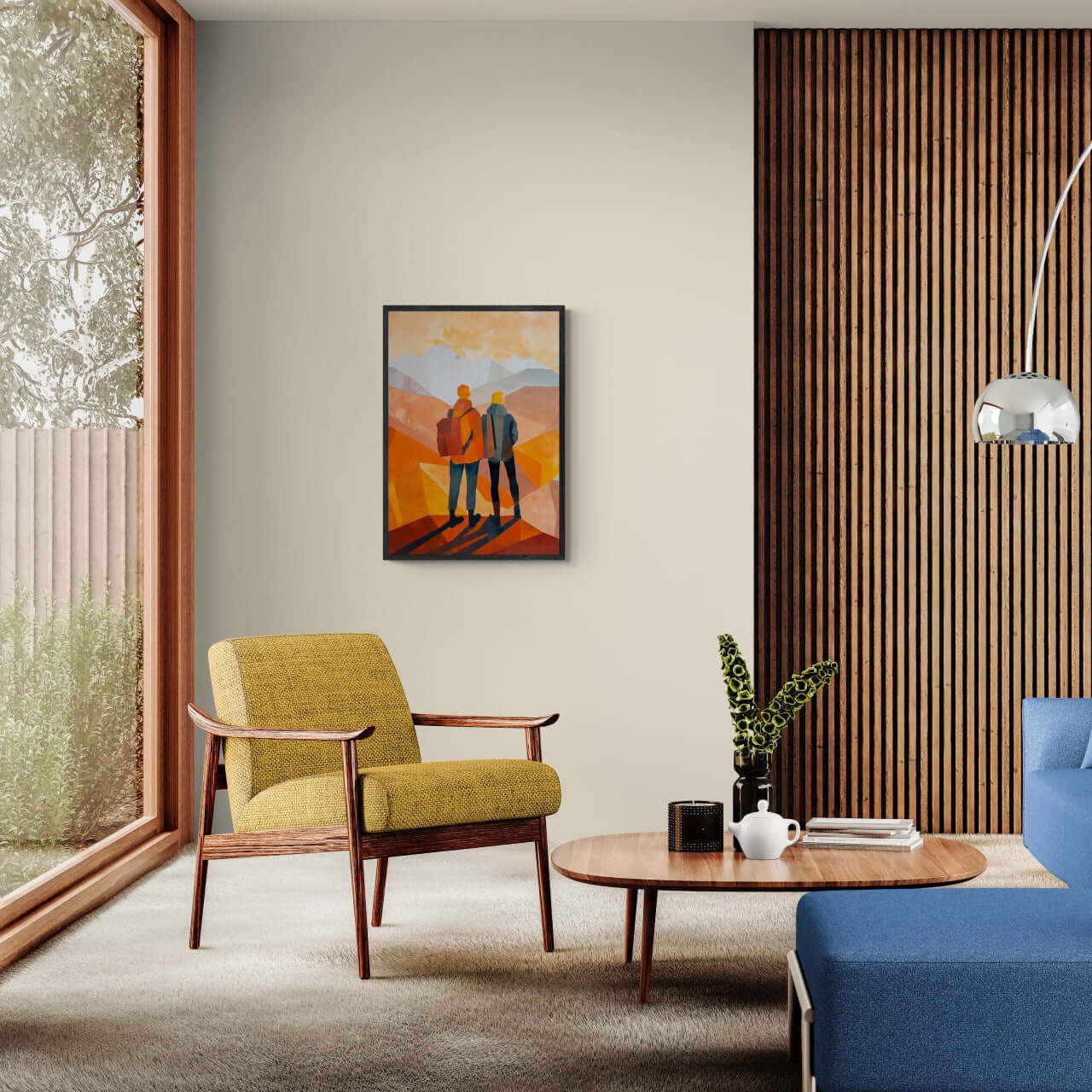 Memories at the Summit - Poster displayed in a modern living room with warm colors and stylish furniture.