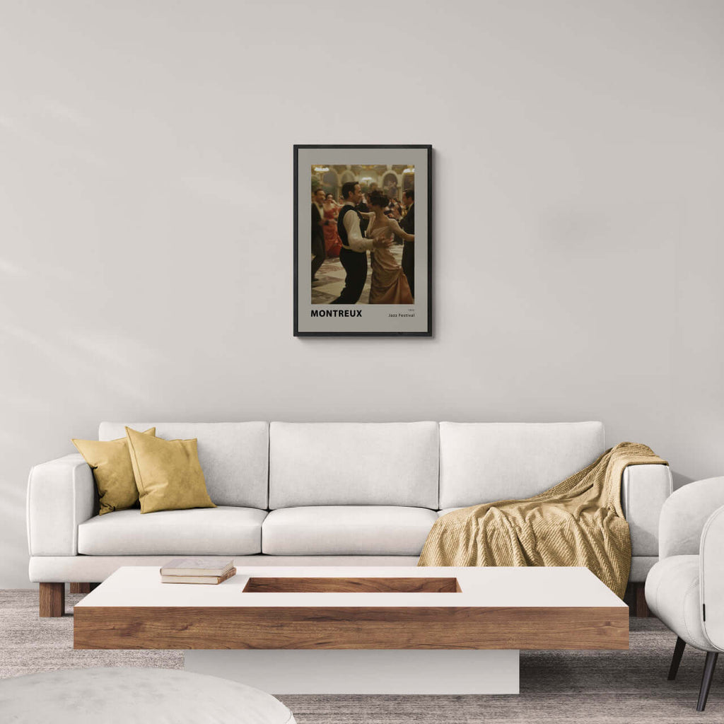 Montreux jazz festival - Poster featuring a couple dancing in a glamorous ballroom, perfect for modern minimalist interiors.