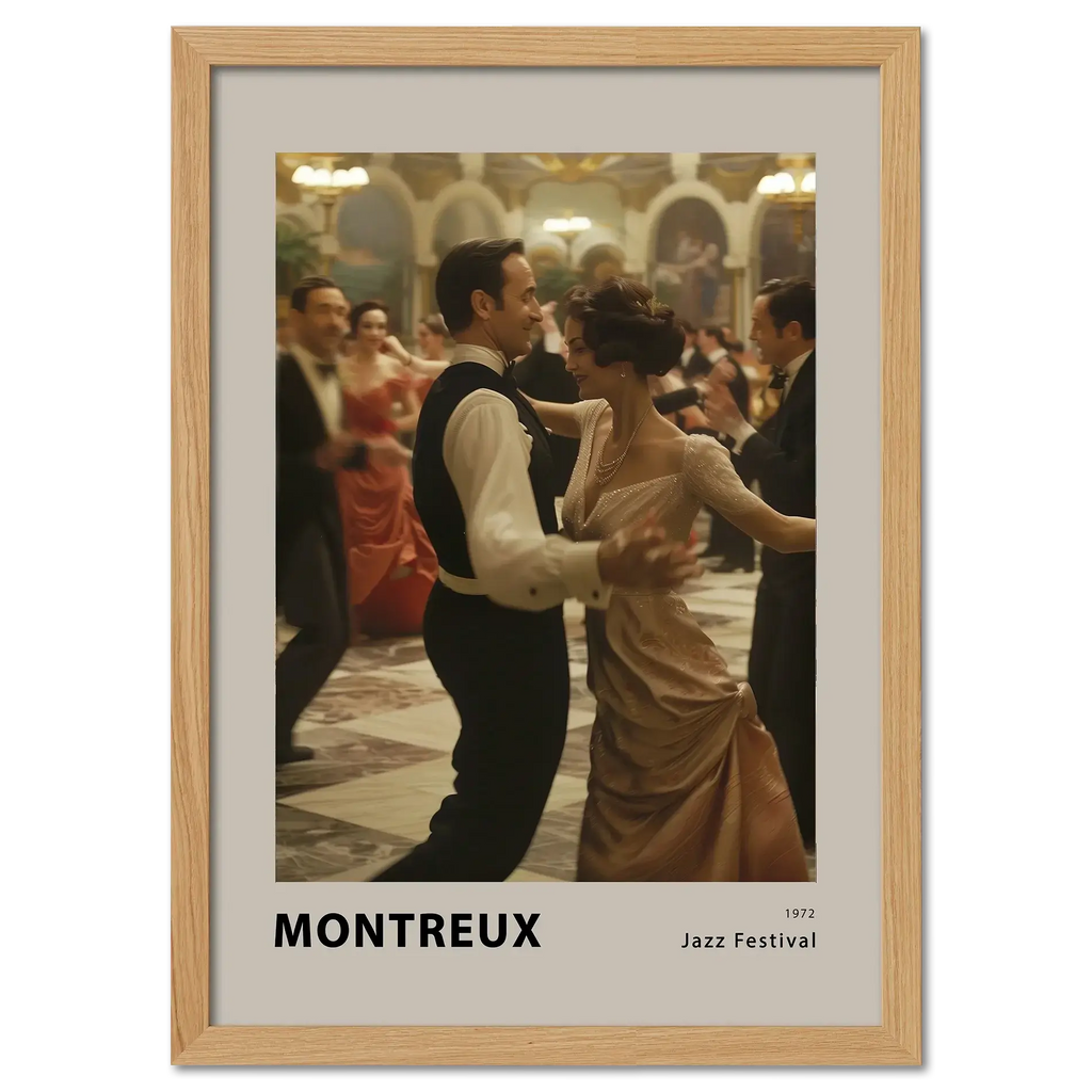 Montreux jazz festival - Poster featuring a couple dancing in an elegant ballroom setting.