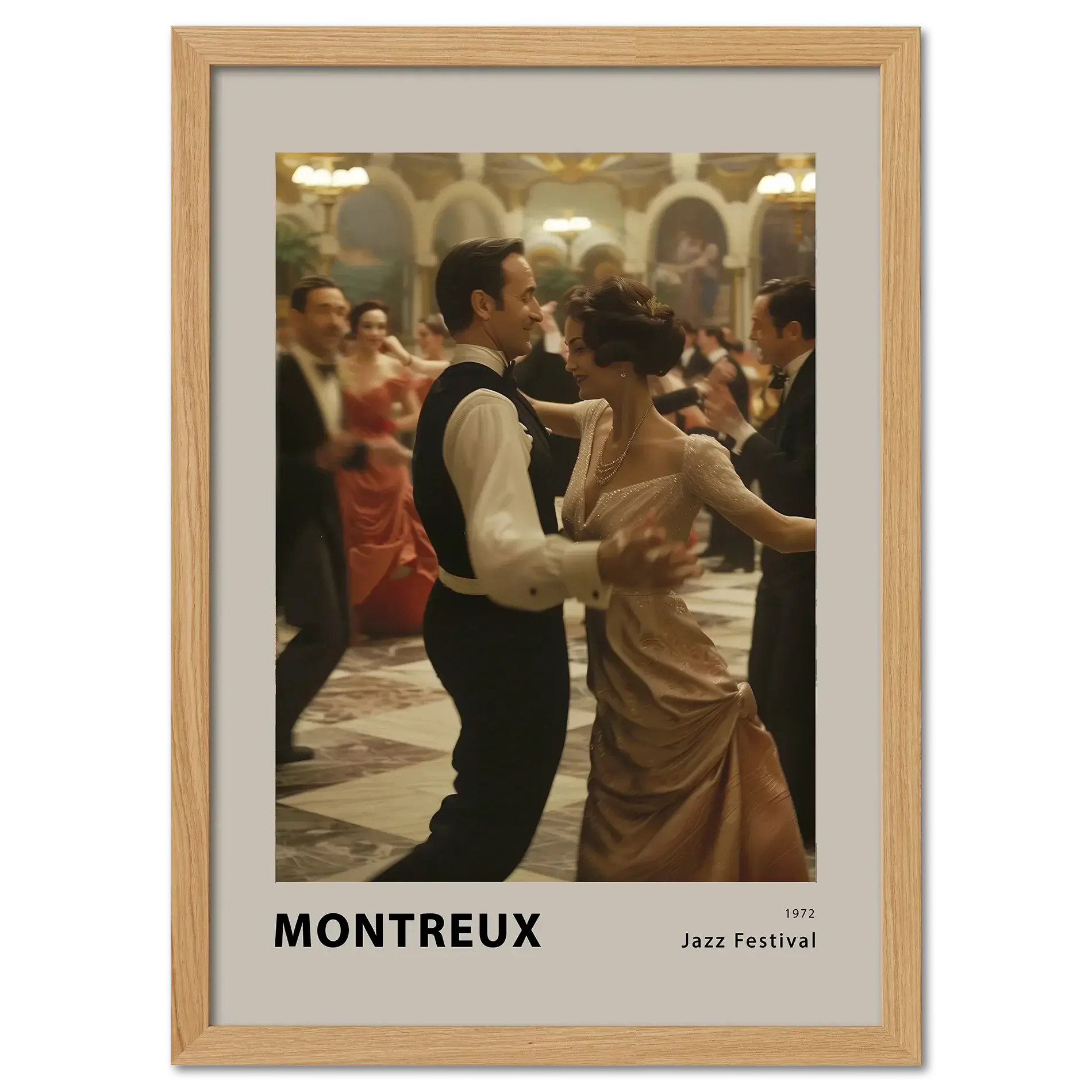 Montreux jazz festival - Poster featuring a couple dancing in an elegant ballroom setting.