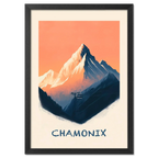 Morning in Chamonix - Poster featuring a serene mountain landscape with a cable car.
