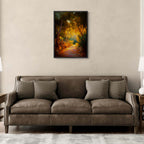 Orange Grove Path - Poster showcasing a serene path through an orange grove, ideal for modern minimalist wall art.
