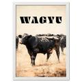 Proud Wagyu - Poster featuring a black Wagyu cow with the text WAGYU in bold letters.
