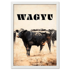 Proud Wagyu - Poster featuring a black Wagyu cow with the text WAGYU in bold letters.