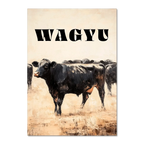 Proud Wagyu - Poster featuring a Wagyu cow in a natural landscape, showcasing strength and calmness.