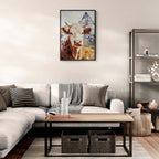 Queen of Zermatt_Poster_black_frame - Poster displayed in a modern living room with cozy furniture.