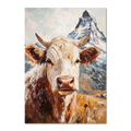 Queen of Zermatt_Poster_black_frame - Poster featuring a proud alpine cow with the Matterhorn in the background.