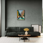 Reflection of Silence - Poster showcasing warm colors and serene landscape in modern living room setting.