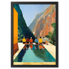 Reflection of Silence - Poster featuring people by a reflective pool facing a dramatic canyon landscape.
