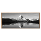 Reflection of the Matterhorn – Alu-Dibond wall art depicting a black and white image of the Matterhorn reflected in water.