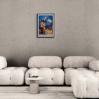 Romantic dinner near the Matterhorn - Poster displayed in a modern living room setting with cozy furniture.