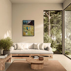 Running Home, Summer Alps - Poster displayed in modern living room with light colors and natural decor.