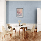 Ski Room, Morning Quiet - Poster displayed in a modern dining room with blue wall and wooden flooring.