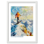 Skier at the top of the Alps - Poster featuring a vibrant ski scene with bold colors and movement.