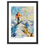 Skier at the top of the Alps - Poster showcases a skier on an alpine peak, surrounded by snowy mountains.