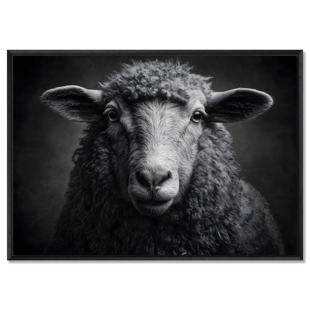 Soul of a sheep - Alu-Dibond wall art featuring a mountain sheep with serene expression and textured wool.