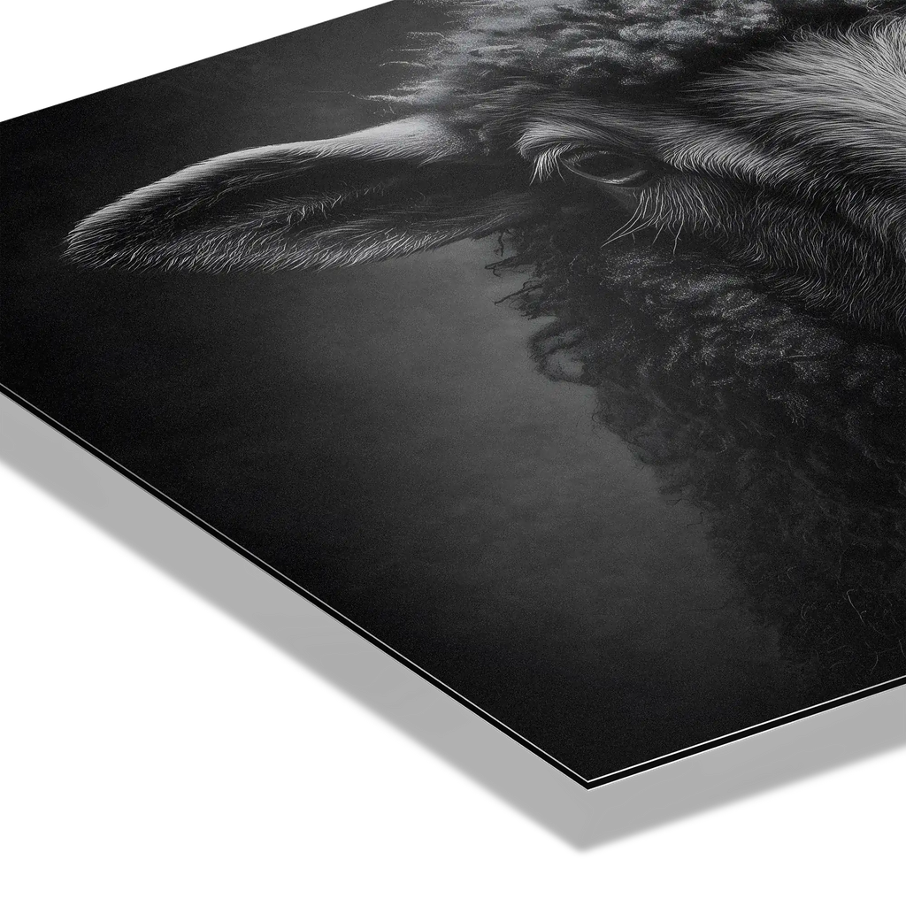 Soul of a sheep - Alu-Dibond wall art showcasing the detailed texture and expression of a mountain sheep.
