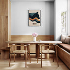 Spirit of Nature - Poster featuring a stylized bear silhouette in a modern living room with wooden decor.
