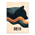 Spirit of Nature - Poster featuring a bear silhouette with forested hills in earthy tones.